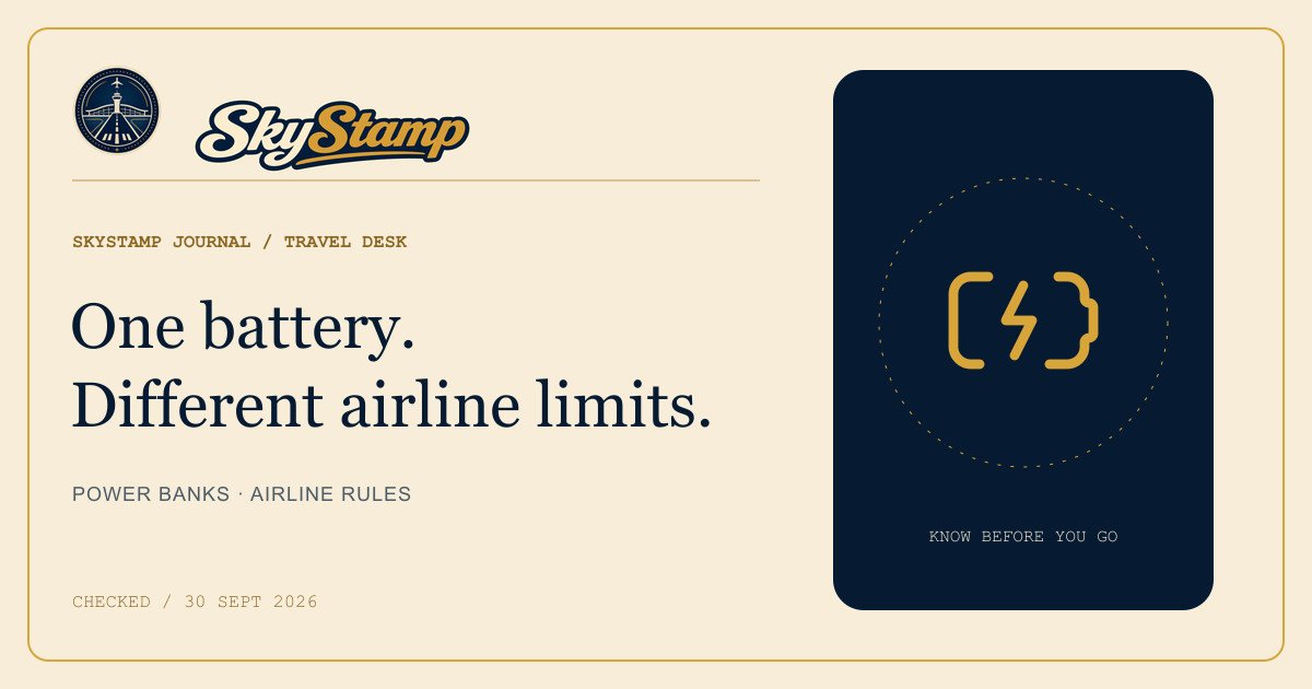 SkyStamp battery illustration comparing airline power bank limits